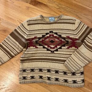 Pendleton Men's Geometric Beige and Brown Sweater